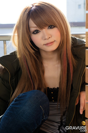Japanese girl Sarina Tsubaki baring small tits and natural bush