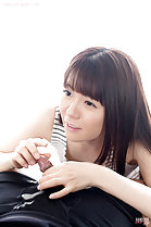 Araki Mai teasing spent cock cum on her hands