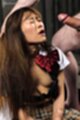 Head back eyes closed long hair breasts exposed