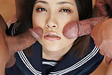 Kogal Ayaka has her face covered in thick bukkake cumshots