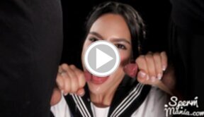 Kogal Lapiedra Apolonia in uniform blowbanged and cum in mouth